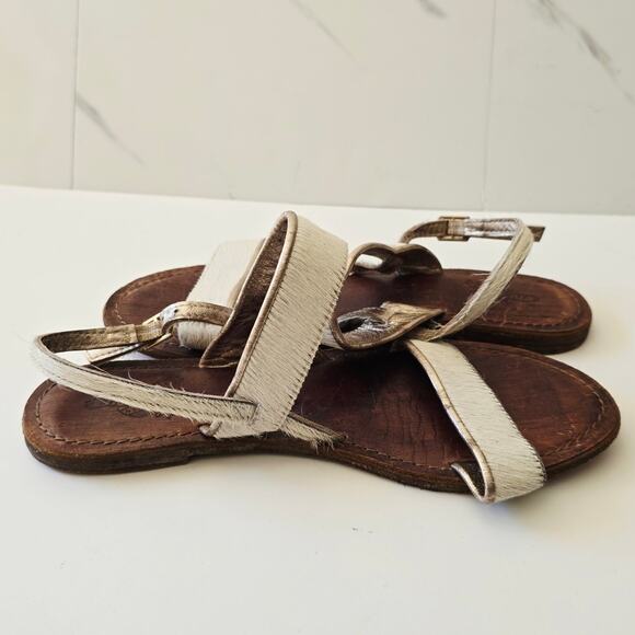 Freebird Aruba Calf Hair Strap Sandal Cream Brown Size 39 - Picture 3 of 8